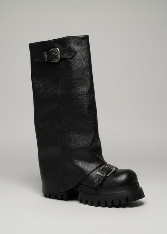 Bubble Buckle Platform Boots